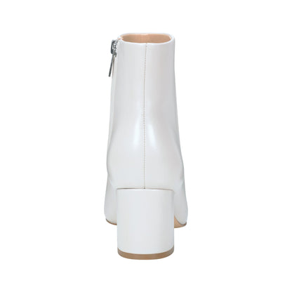 Marc Fisher Jarli Pointy Leather Ankle Bootie - Ivory Leather