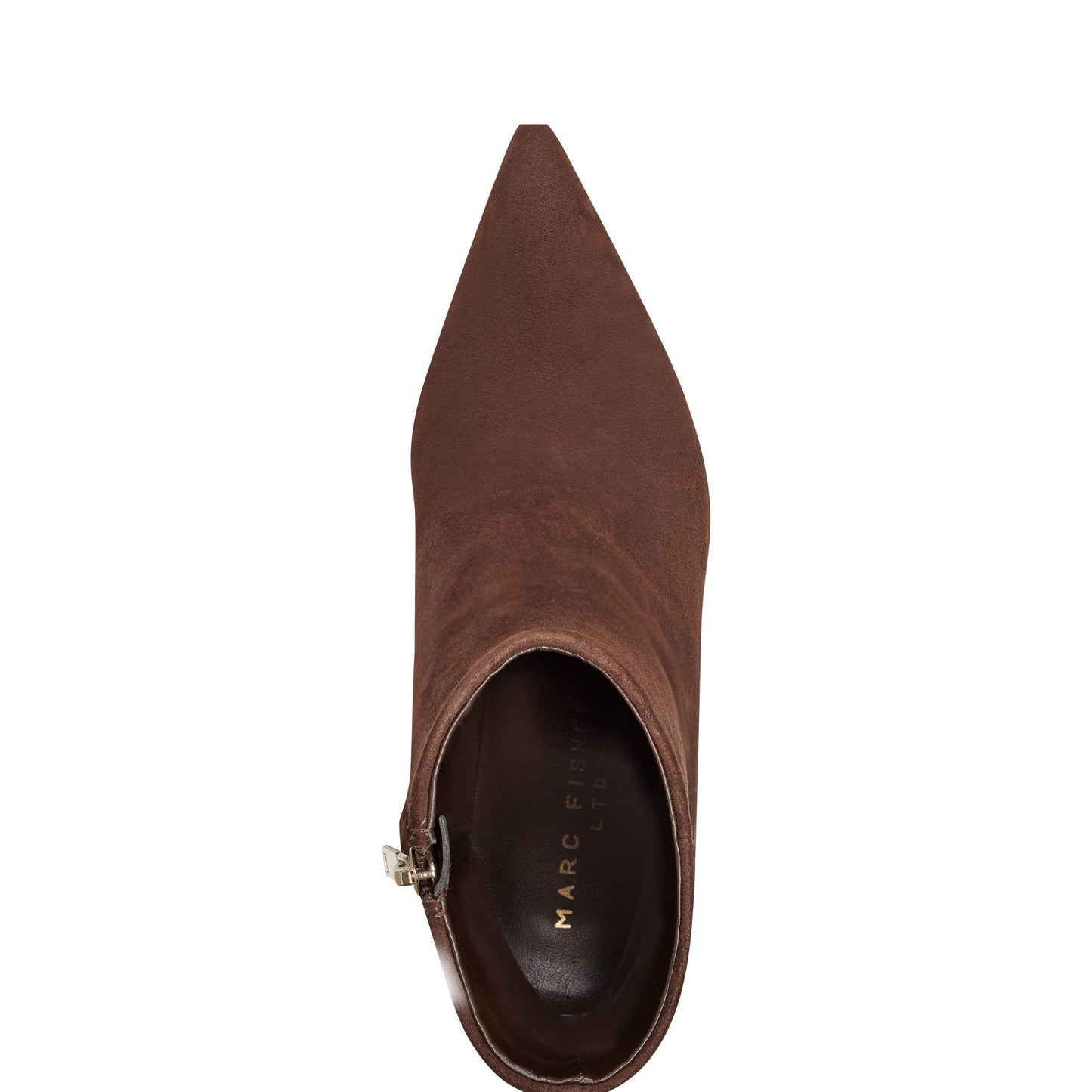 Marc Fisher Elynna Block Heel Leather Bootie - Dark Brown Suede