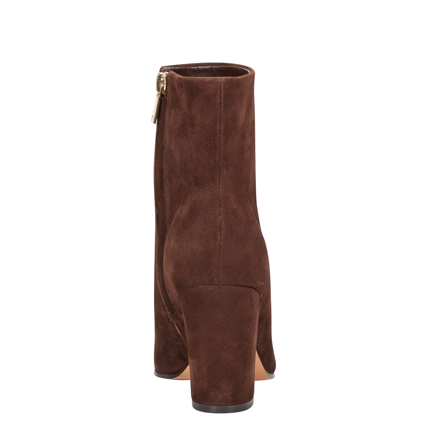Marc Fisher Elynna Block Heel Leather Bootie - Dark Brown Suede