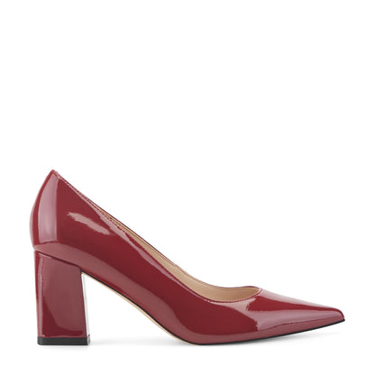 Marc Fisher Zala Block Heel Pointy Toe Pump - Red Patent Leather
