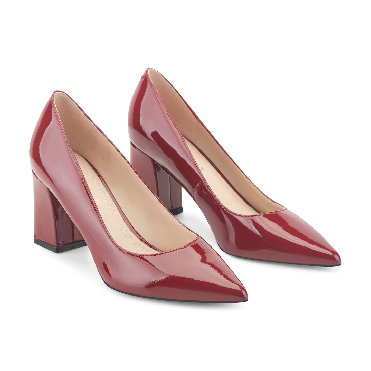 Marc Fisher Zala Block Heel Pointy Toe Pump - Red Patent Leather