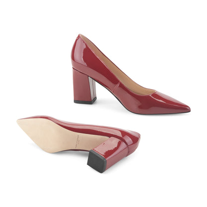 Marc Fisher Zala Block Heel Pointy Toe Pump - Red Patent Leather