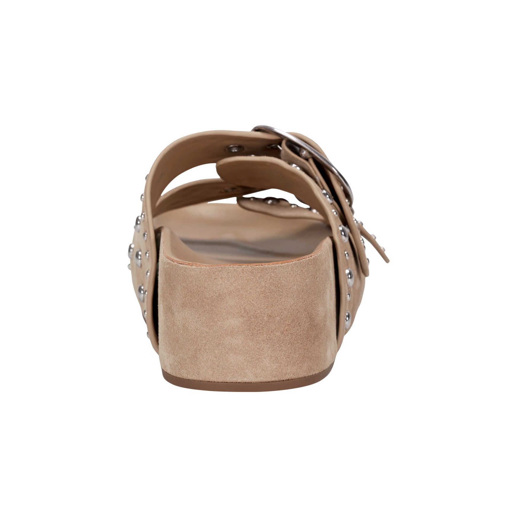 Marc Fisher Sayge Studded Suede Footbed Sandal - Natural Suede