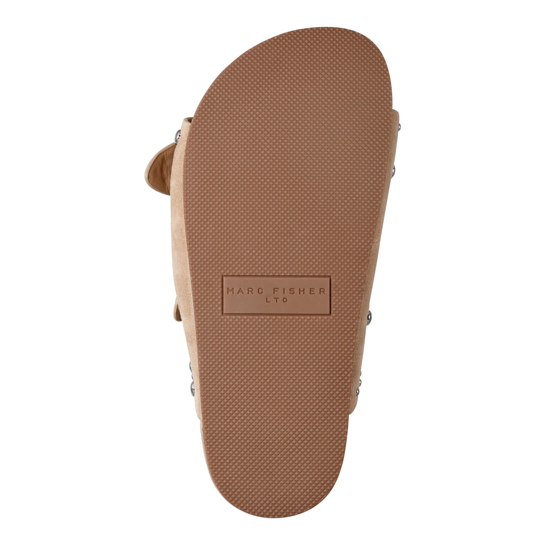 Marc Fisher Sayge Studded Suede Footbed Sandal - Natural Suede