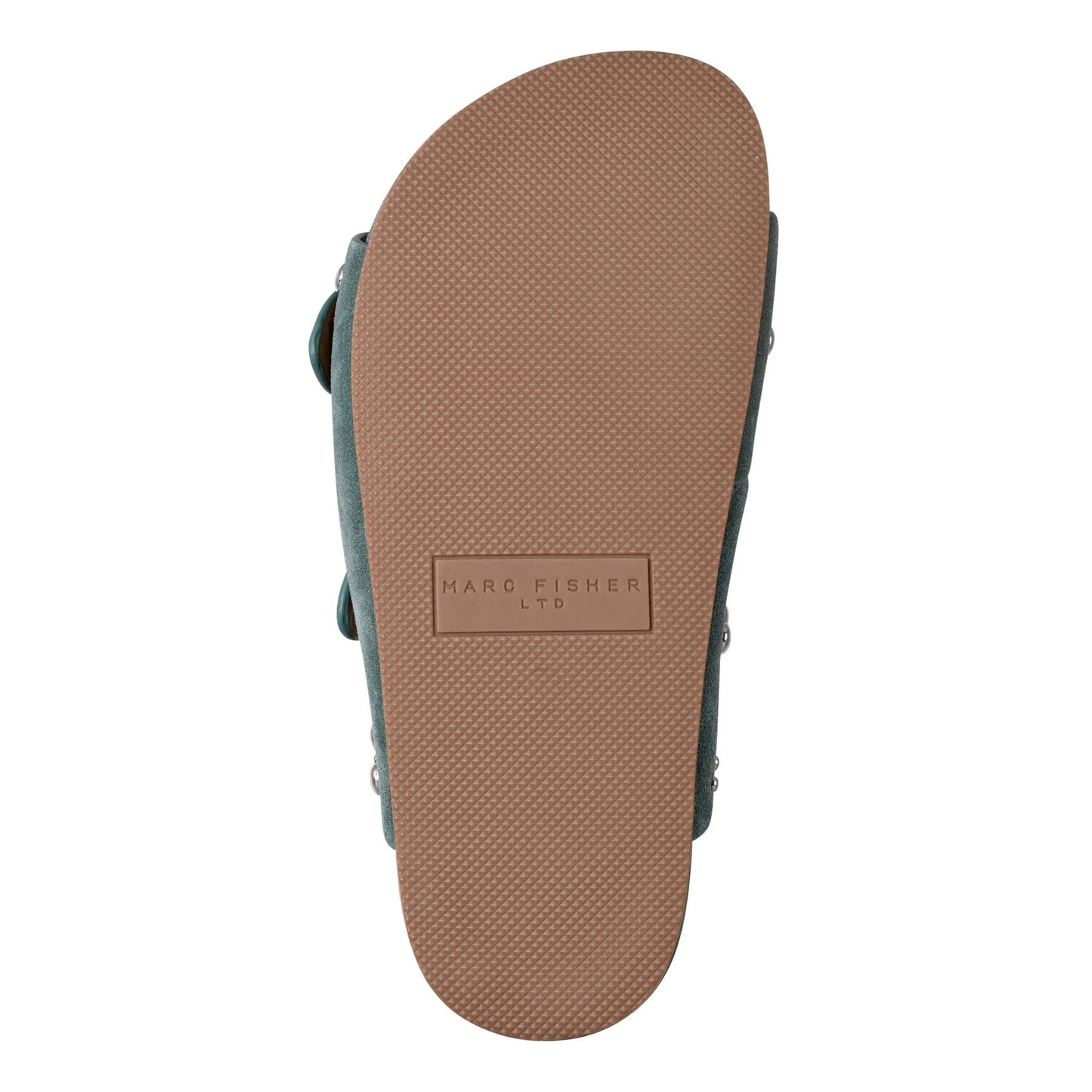 Marc Fisher Sayge Studded Suede Footbed Sandal - Green Suede
