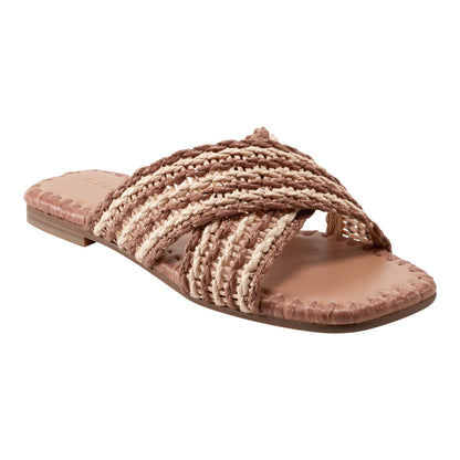 Marc Fisher Nylie Flat Sandal - Natural/Brown