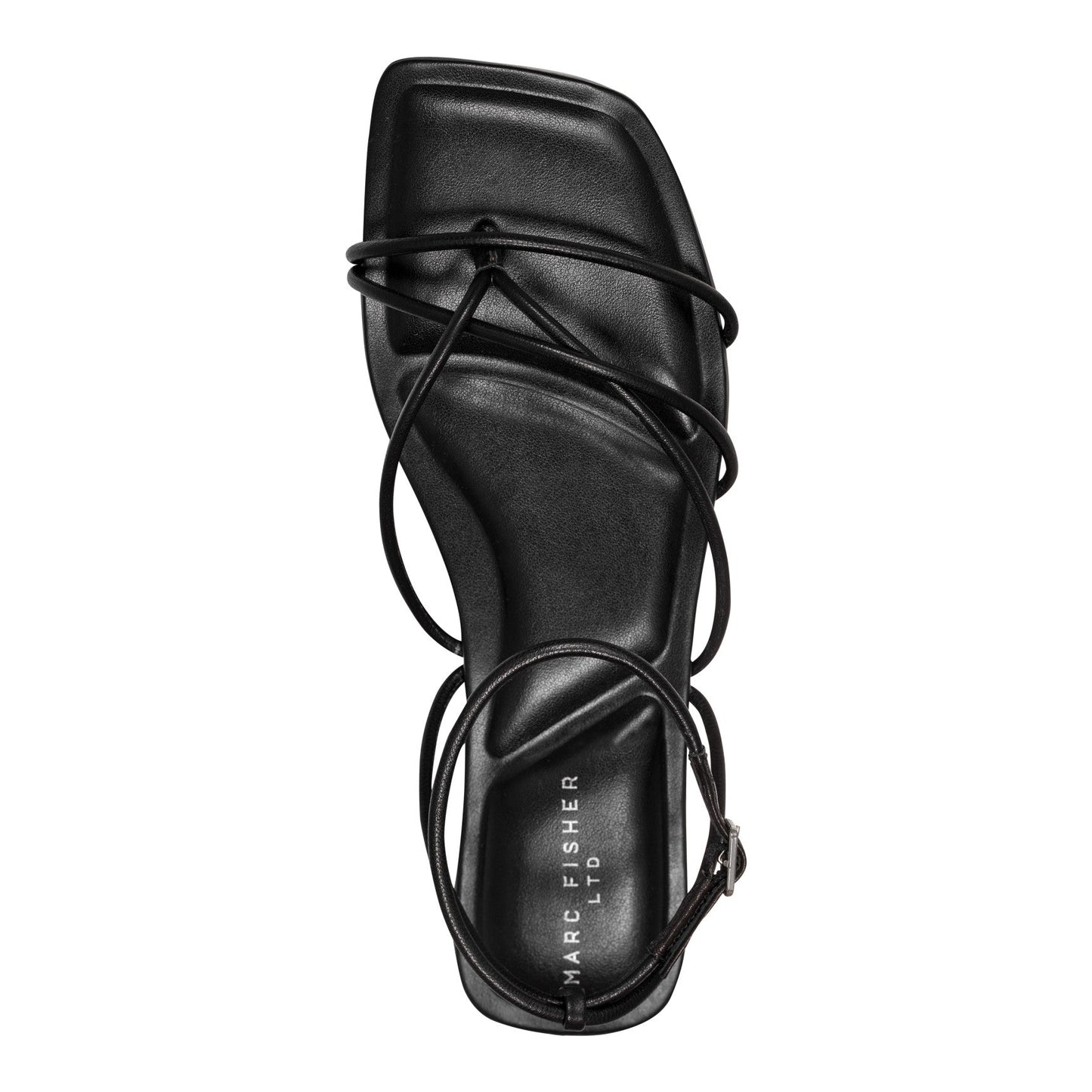 Marc Fisher Mayte Strappy Leather Flat Sandal - Black Leather