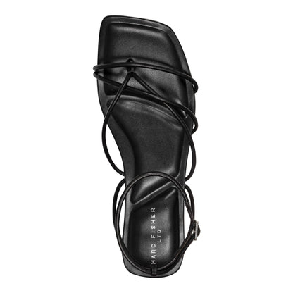 Marc Fisher Mayte Strappy Leather Flat Sandal - Black Leather