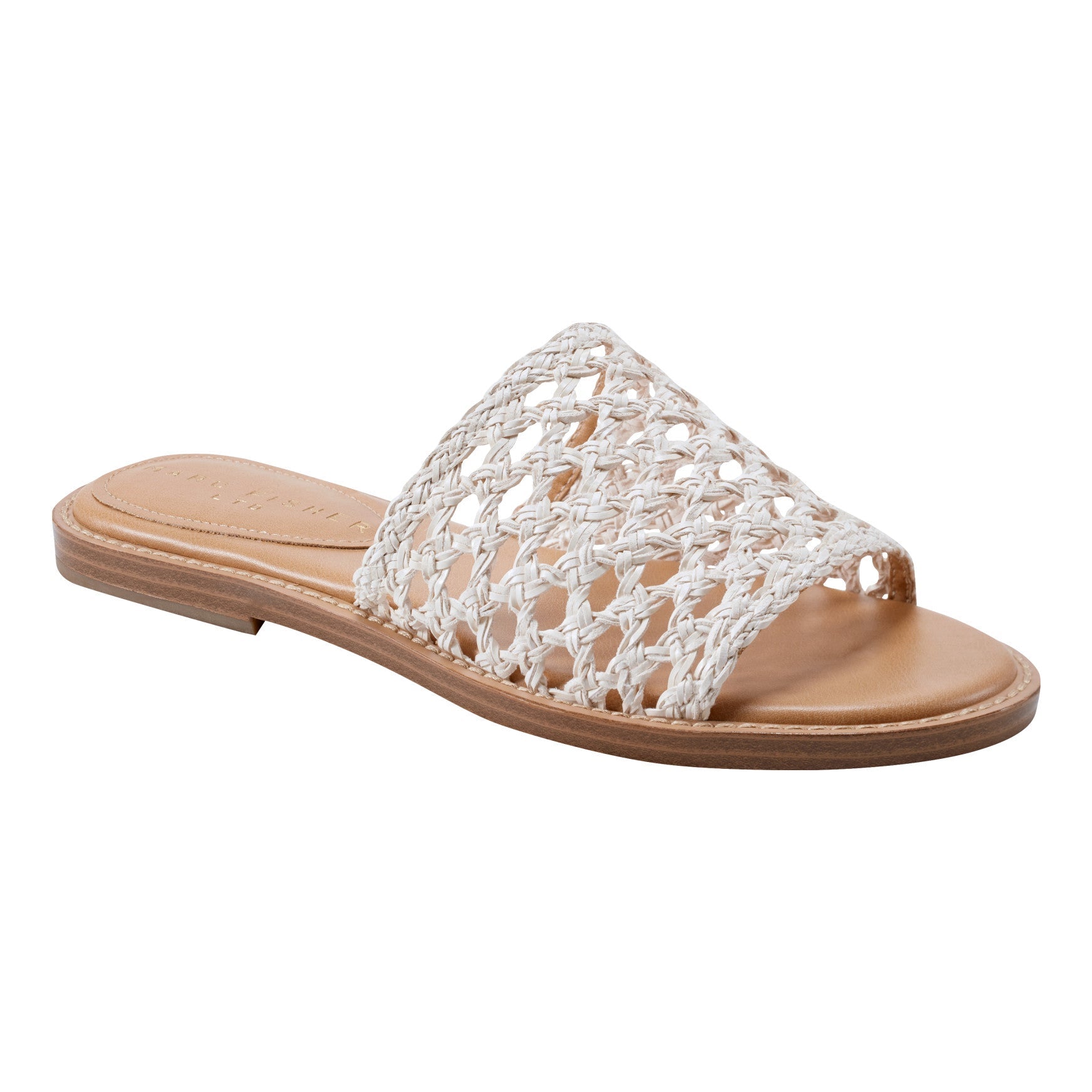 Marc Fisher Glynne Woven Flat Sandal - White