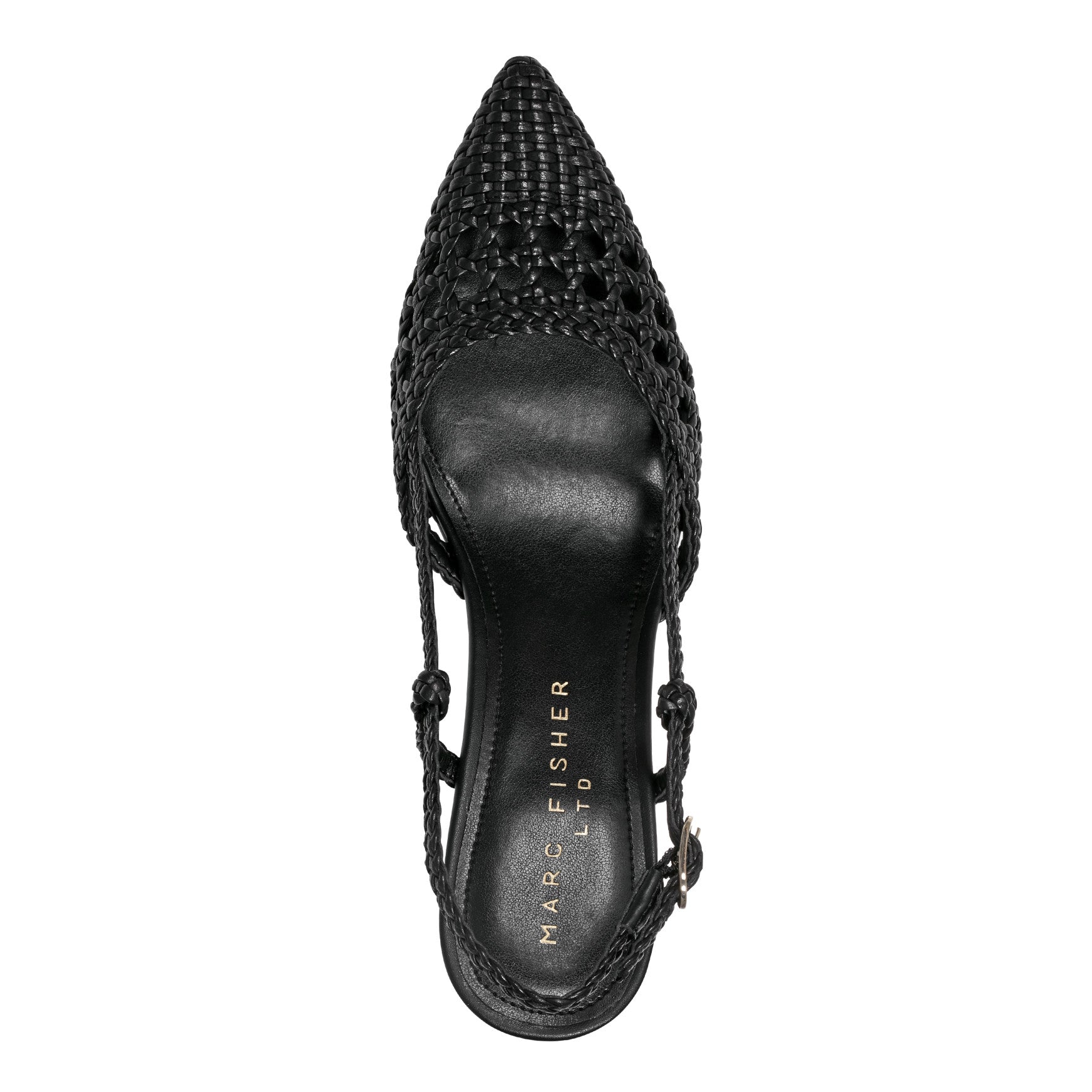 Marc Fisher Zunnie Block Heel Woven Leather Slingback Pump - Black Leather