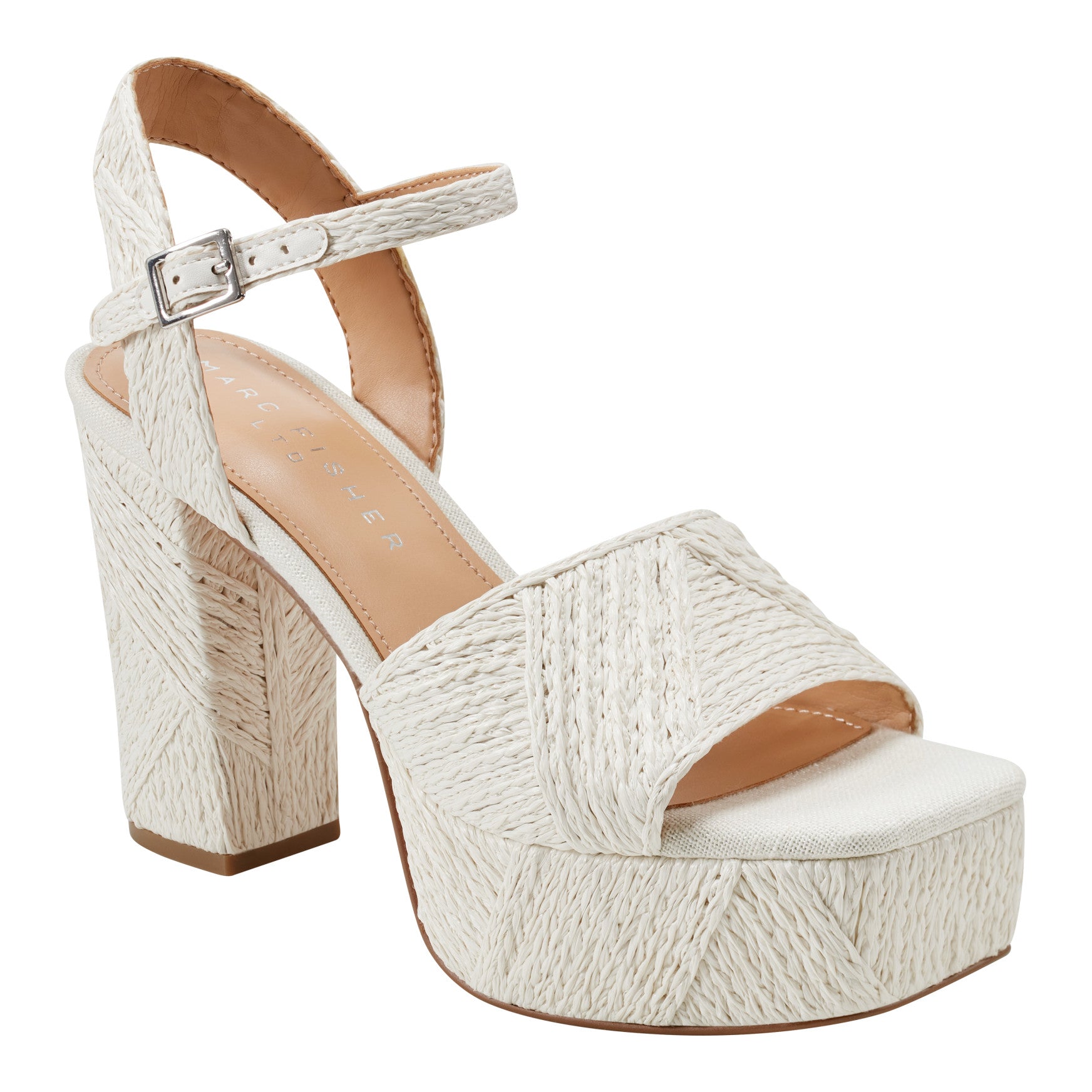 Marc Fisher Calyn Platform Sandal - White Raffia