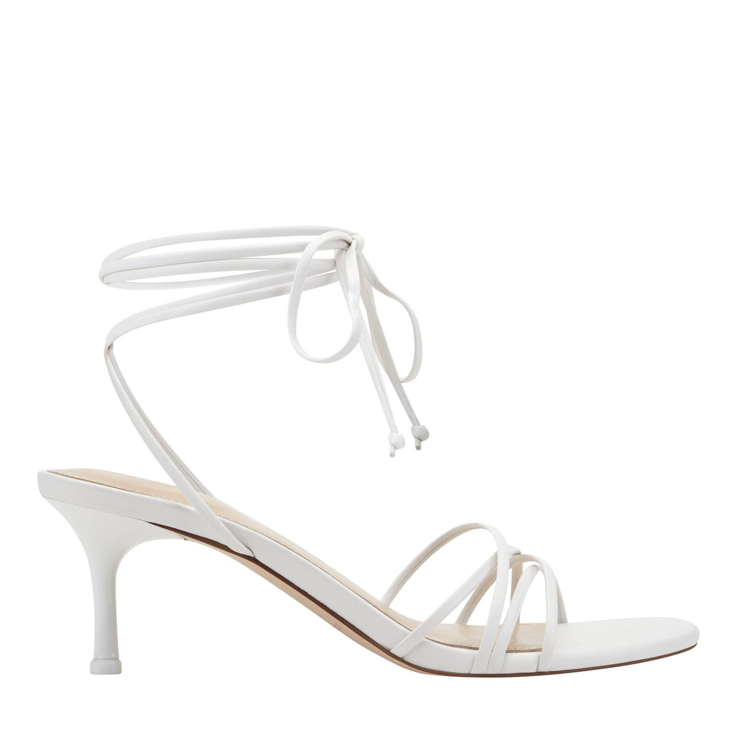 Marc Fisher Gineva Leather Ankle Wrap Sandal - White Leather