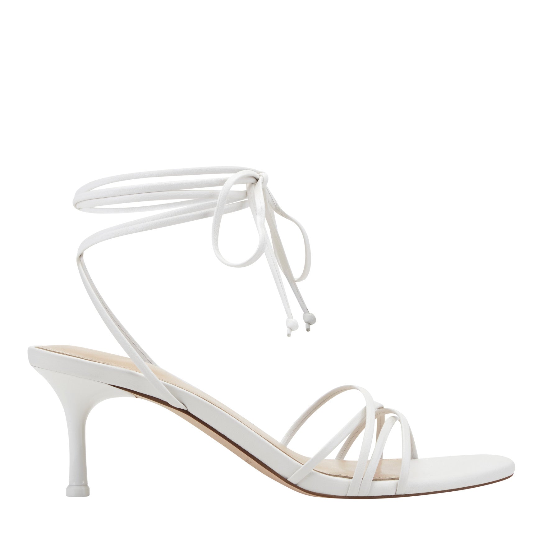 Marc Fisher Gineva Leather Ankle Wrap Sandal - White Leather