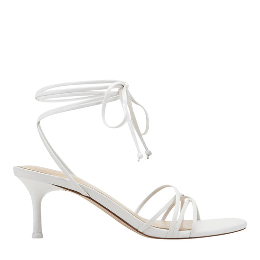 Marc Fisher Gineva Leather Ankle Wrap Sandal - White Leather