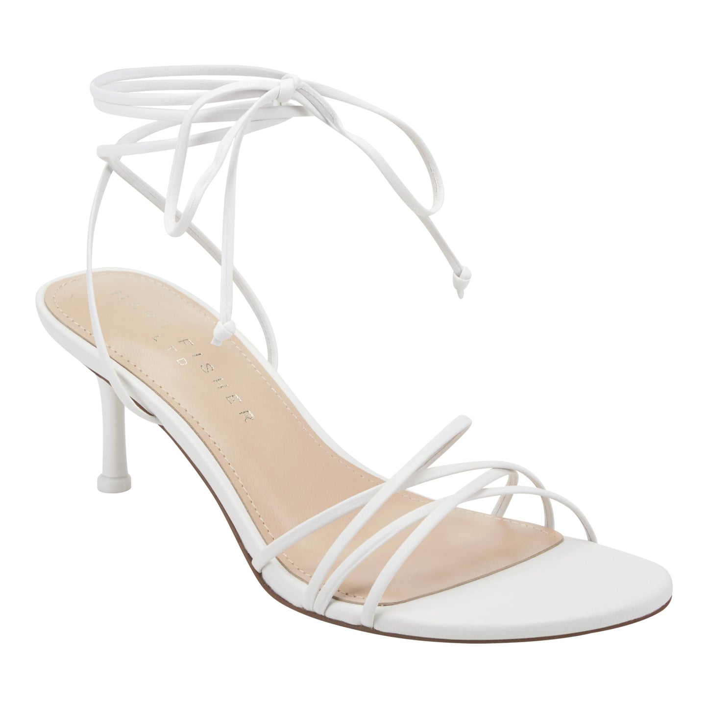 Marc Fisher Gineva Leather Ankle Wrap Sandal - White Leather