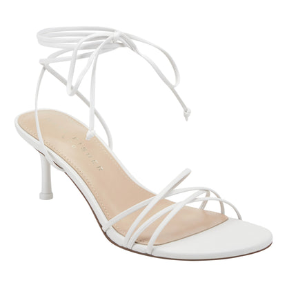 Marc Fisher Gineva Leather Ankle Wrap Sandal - White Leather