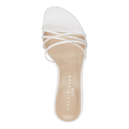 Marc Fisher Gineva Leather Ankle Wrap Sandal - White Leather