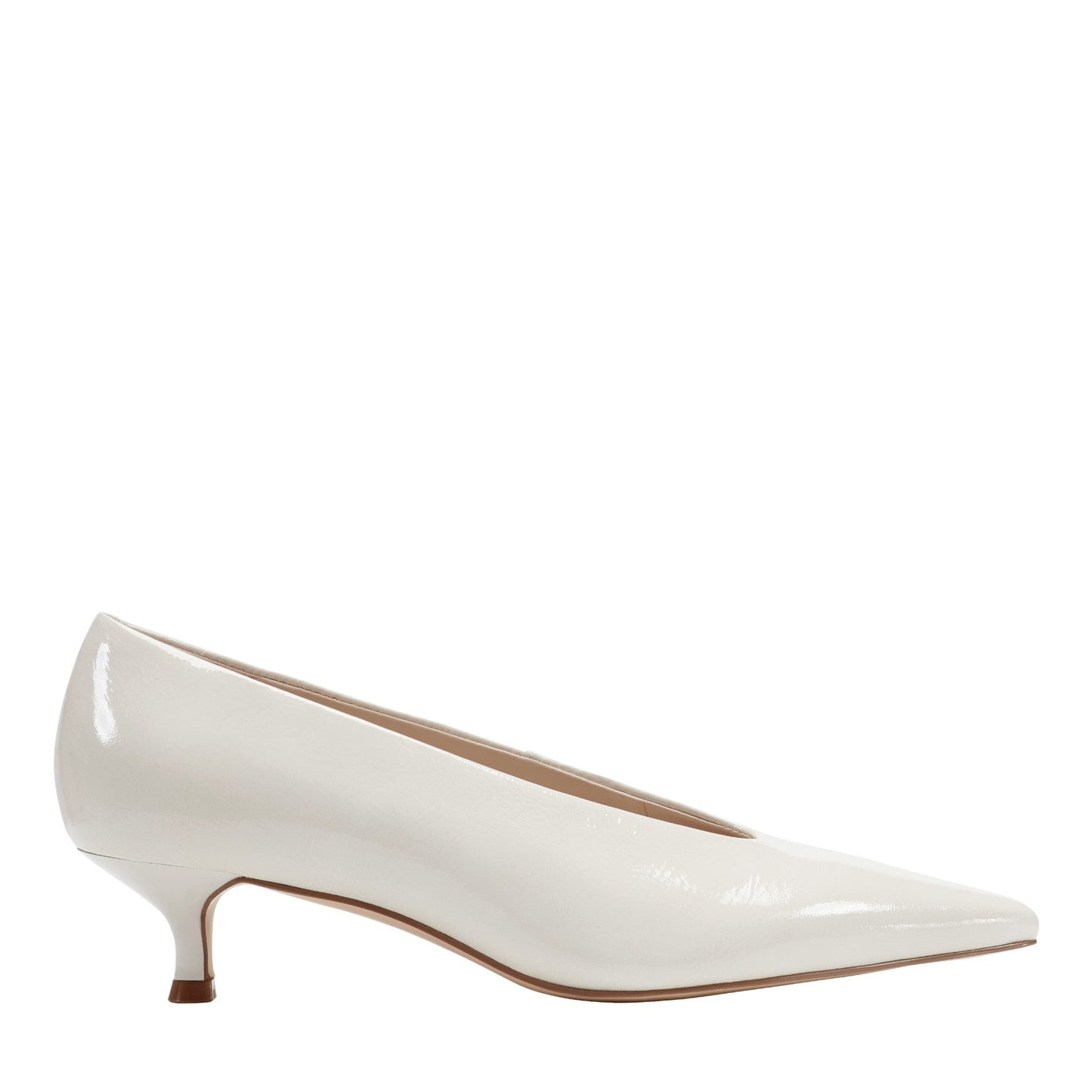 Marc Fisher Cecile Leather Kitten Heel Pump - White Patent Leather