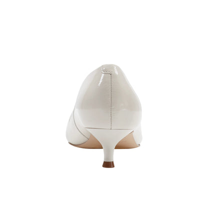 Marc Fisher Cecile Leather Kitten Heel Pump - White Patent Leather