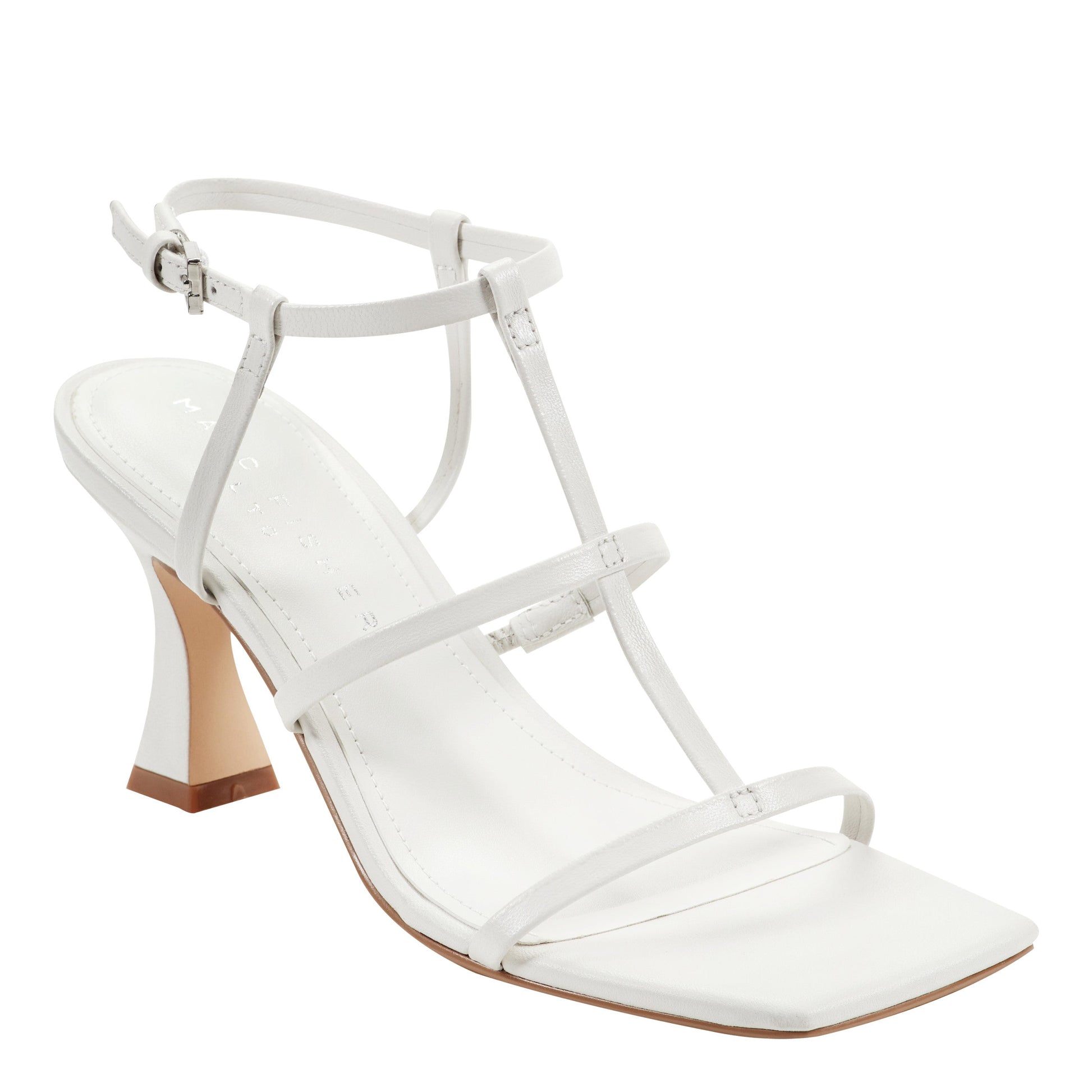 Marc Fisher Dennie Strappy Leather Dress Sandal - White Leather
