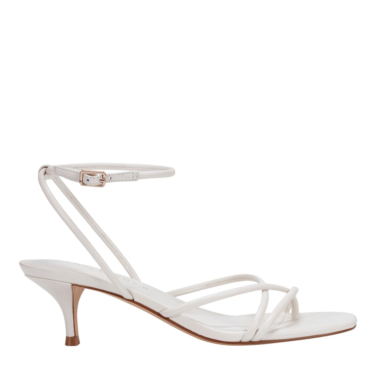 Marc Fisher Ballen Leather Ankle Strap Sandal - White Leather