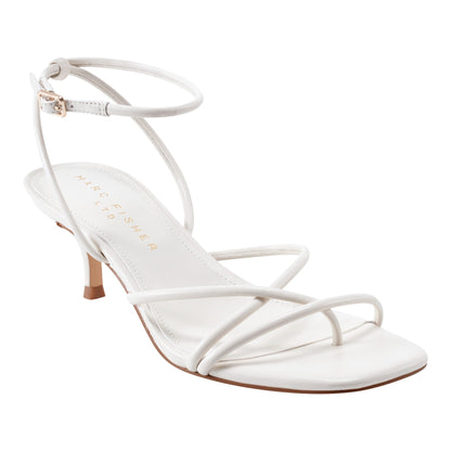 Marc Fisher Ballen Leather Ankle Strap Sandal - White Leather