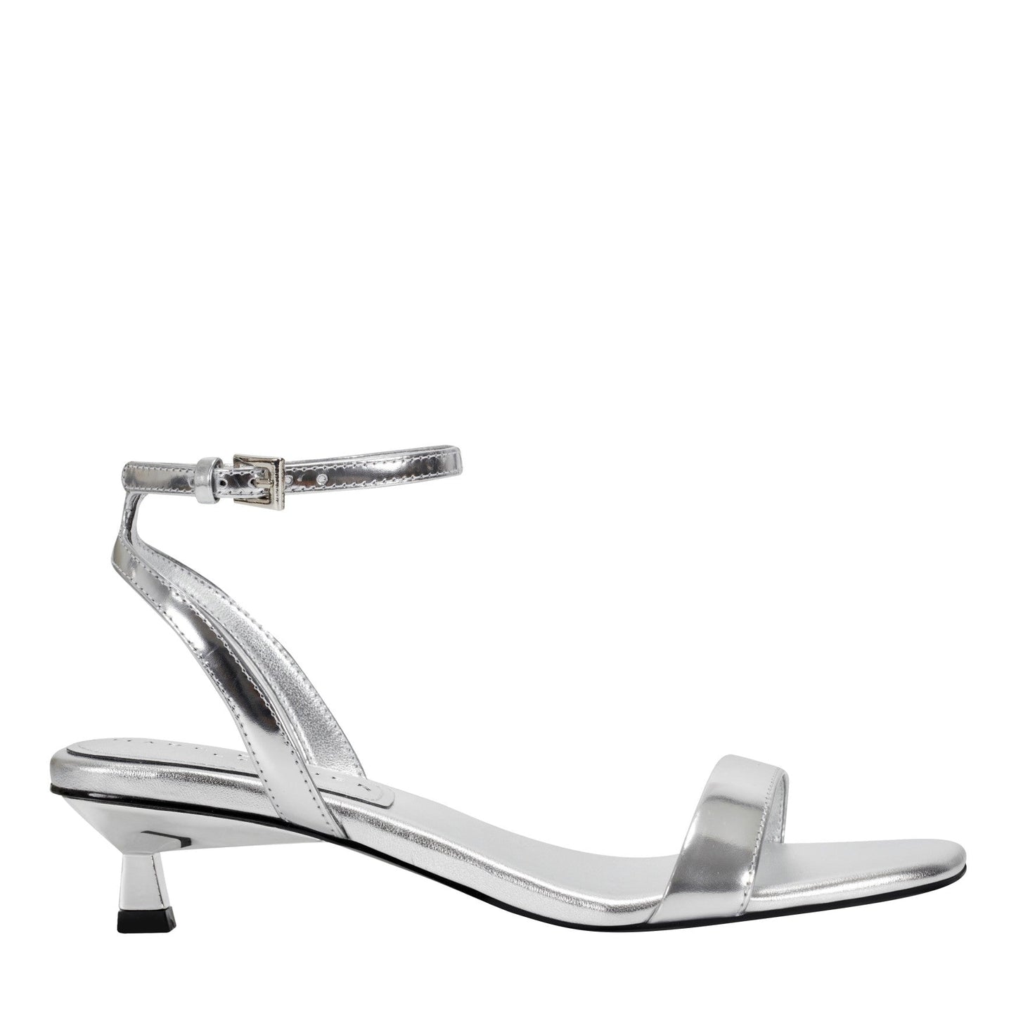 Marc Fisher Alona Ankle Strap Sandal - Silver Leather