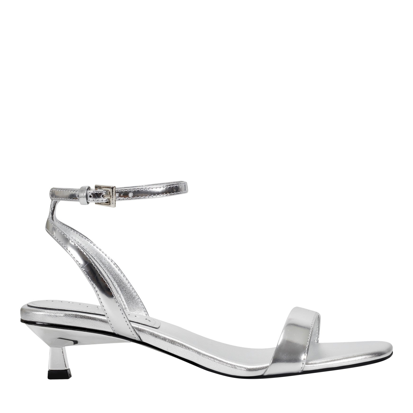 Marc Fisher Alona Ankle Strap Sandal - Silver Leather