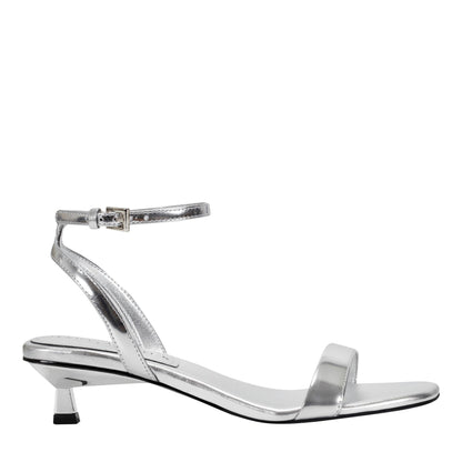 Marc Fisher Alona Ankle Strap Sandal - Silver Leather