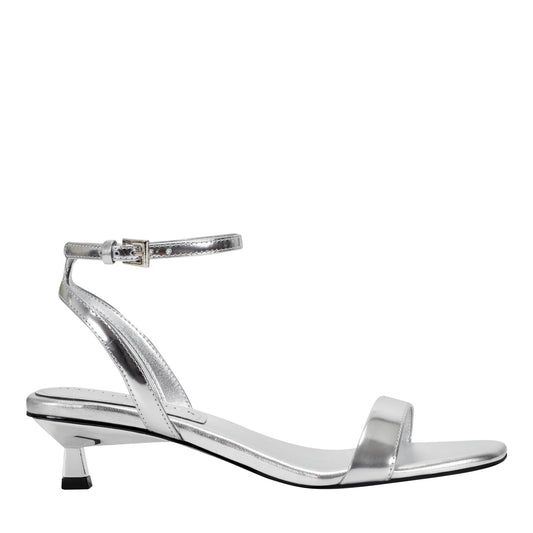 Marc Fisher Alona Ankle Strap Sandal - Silver Leather