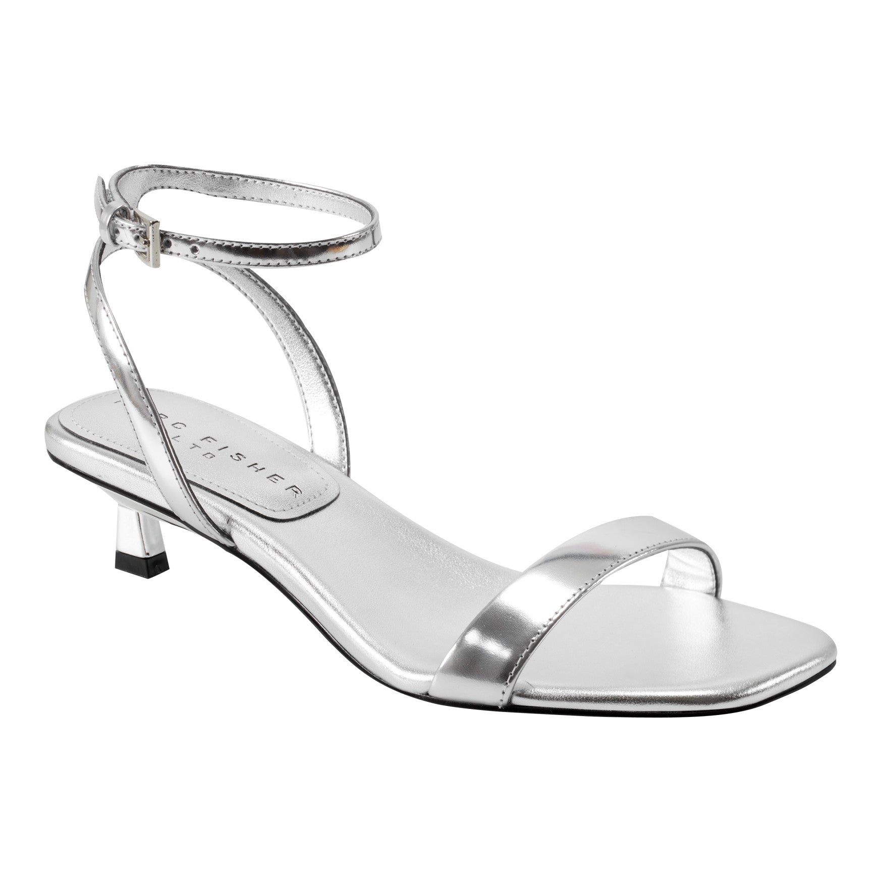 Marc Fisher Alona Ankle Strap Sandal - Silver Leather