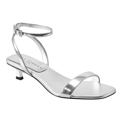 Marc Fisher Alona Ankle Strap Sandal - Silver Leather