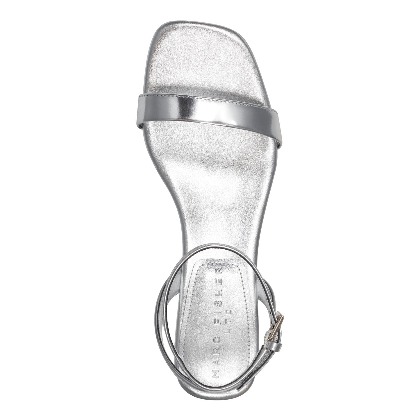 Marc Fisher Alona Ankle Strap Sandal - Silver Leather