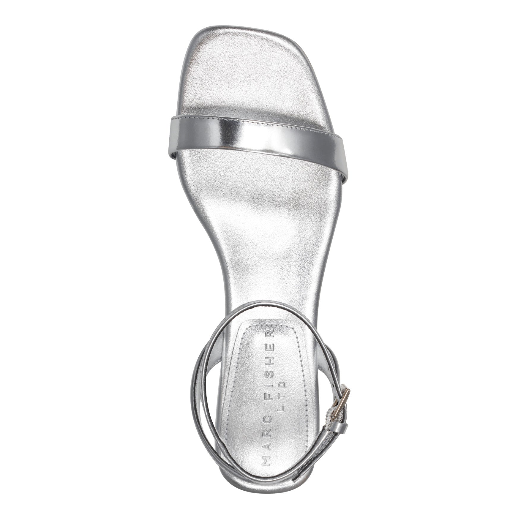 Marc Fisher Alona Ankle Strap Sandal - Silver Leather