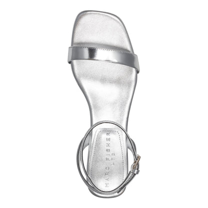 Marc Fisher Alona Ankle Strap Sandal - Silver Leather