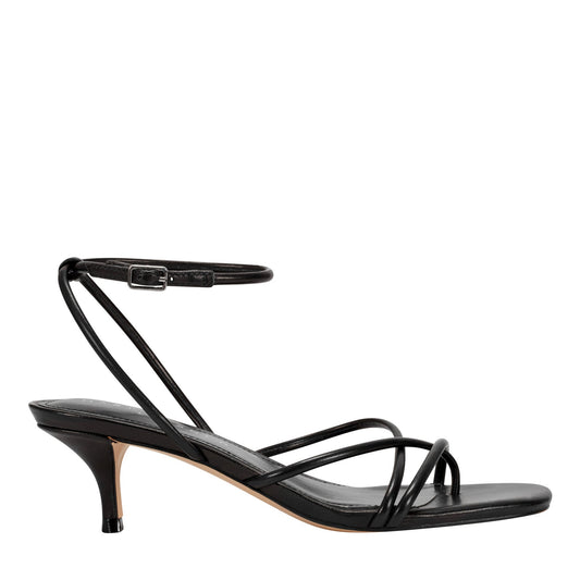Marc Fisher Ballen Leather Ankle Strap Sandal - Black Leather