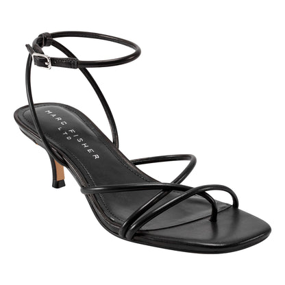 Marc Fisher Ballen Leather Ankle Strap Sandal - Black Leather