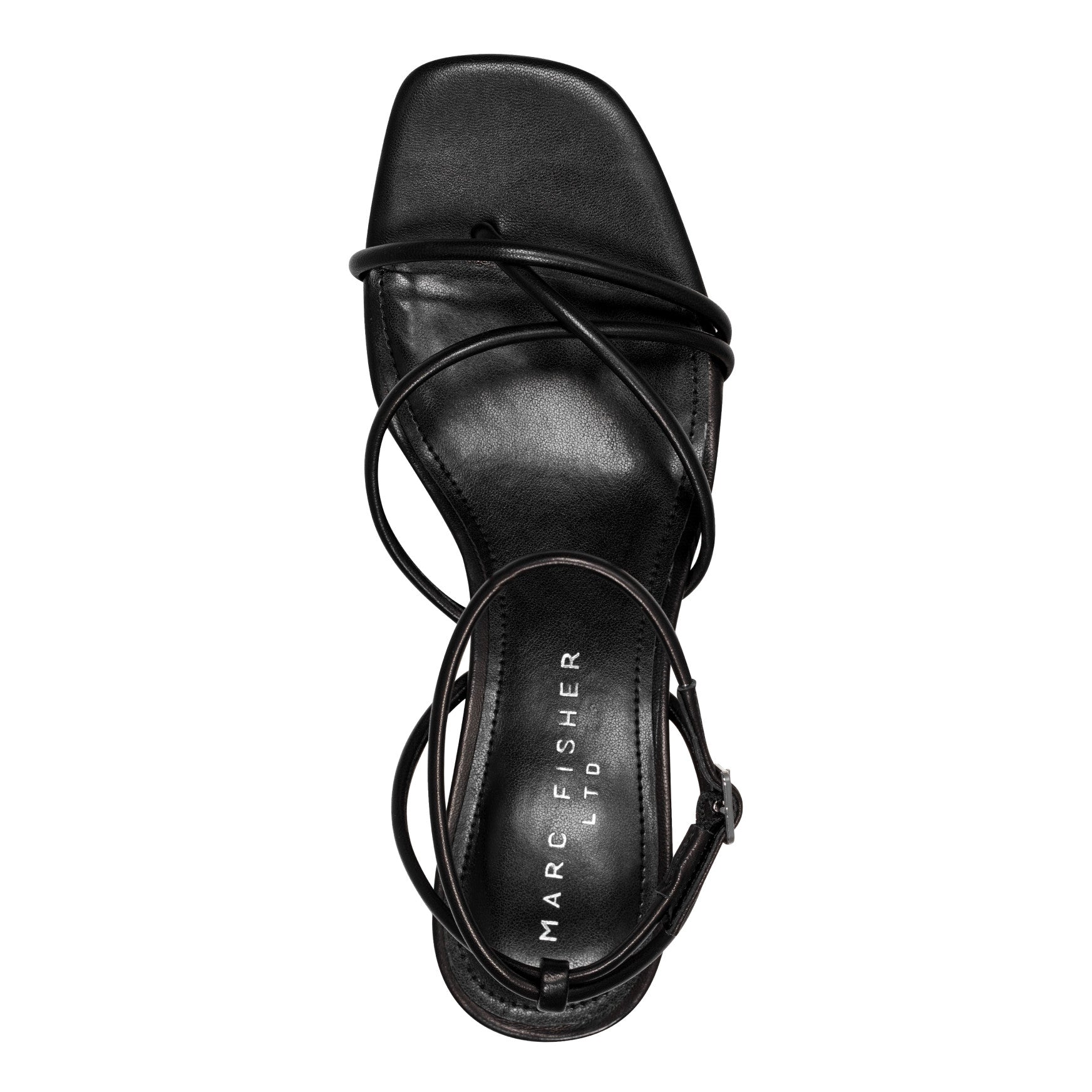 Marc Fisher Ballen Leather Ankle Strap Sandal - Black Leather