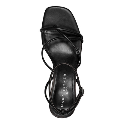 Marc Fisher Ballen Leather Ankle Strap Sandal - Black Leather