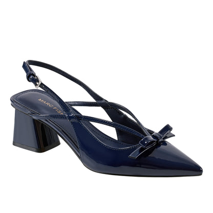 Marc Fisher Laily Bow Slingback Pump - Navy Patent