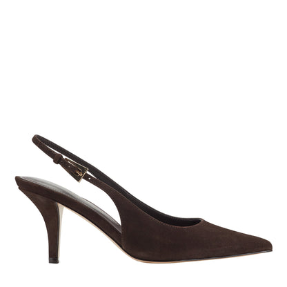 Marc Fisher Dorie Leather Slingback Pump - Dark Brown Leather