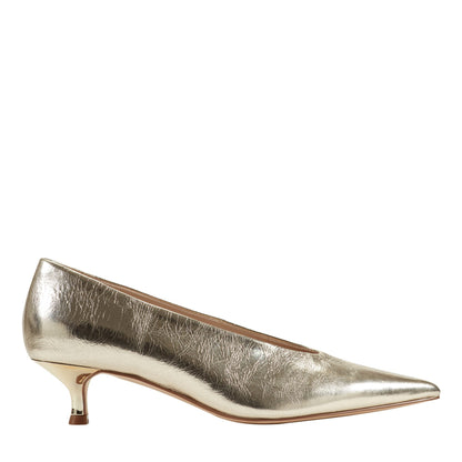 Marc Fisher Cecile Leather Kitten Heel Pump - Gold Leather