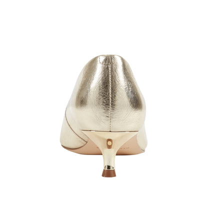 Marc Fisher Cecile Leather Kitten Heel Pump - Gold Leather