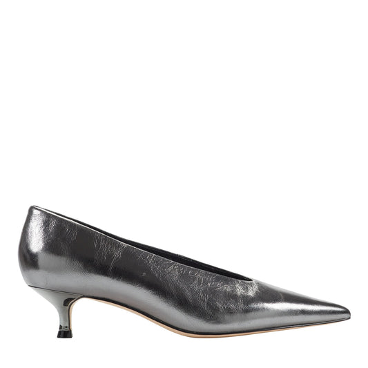 Marc Fisher Cecile Leather Kitten Heel Pump - Silver Leather