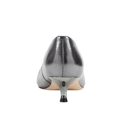 Marc Fisher Cecile Leather Kitten Heel Pump - Silver Leather