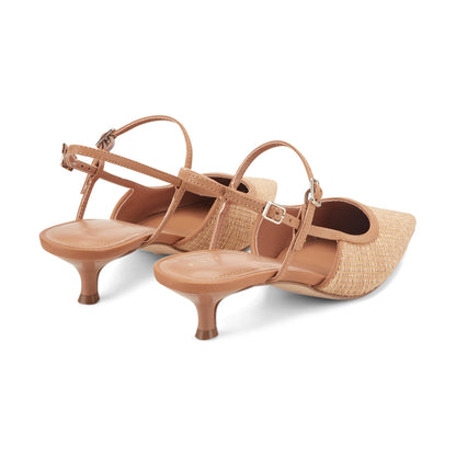Marc Fisher Ceddy Kitten Heel Slingback Pump - Natural Raffia