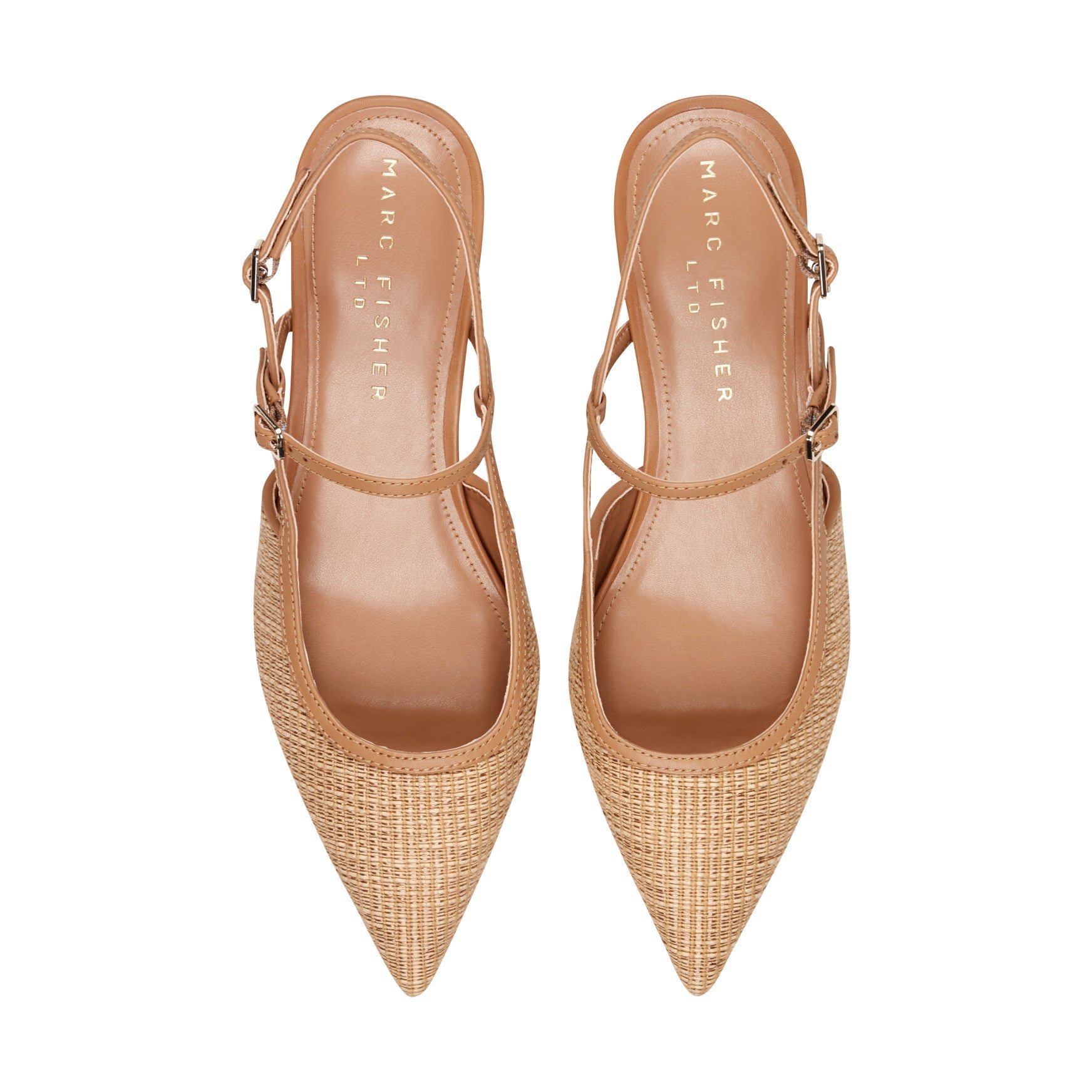Marc Fisher Ceddy Kitten Heel Slingback Pump - Natural Raffia