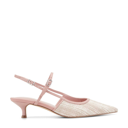 Marc Fisher Ceddy Kitten Heel Slingback Pump - Pink Tweed