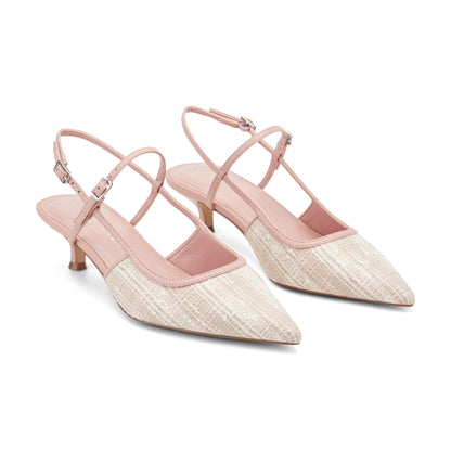 Marc Fisher Ceddy Kitten Heel Slingback Pump - Pink Tweed