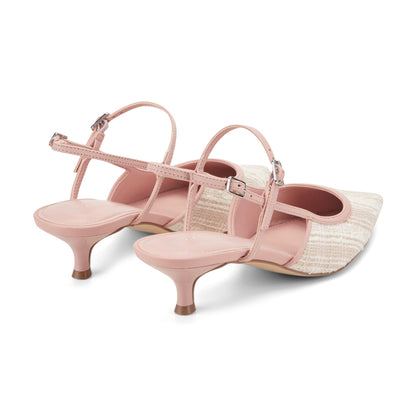 Marc Fisher Ceddy Kitten Heel Slingback Pump - Pink Tweed